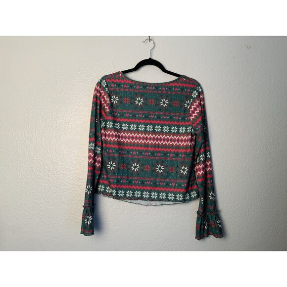 Adore Me Womens L Pajama PJ Sleepwear Christmas Snow Flakes Hearts Fair Isle NWT - Picture 6 of 10